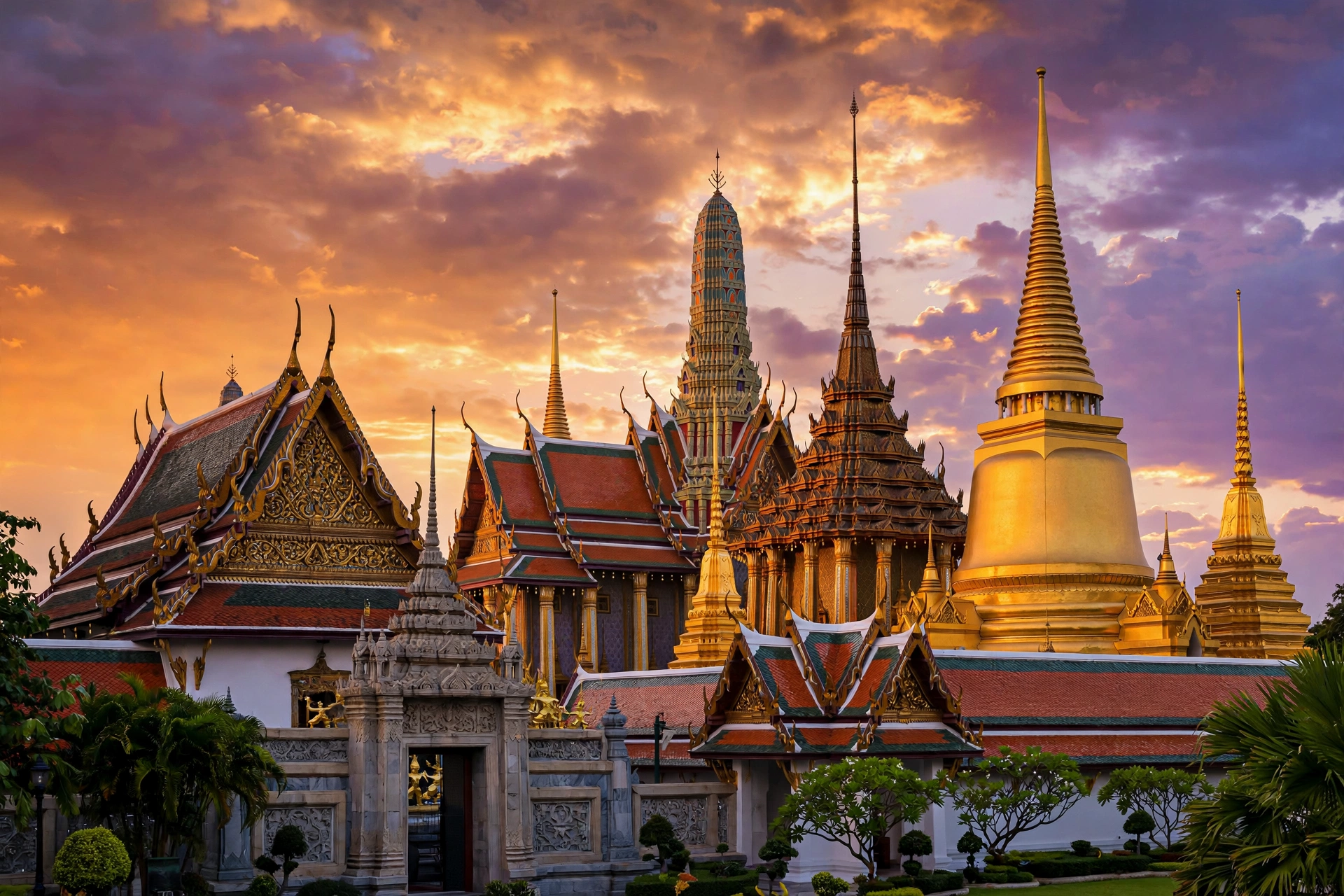 Grand Palace Bangkok at sunset